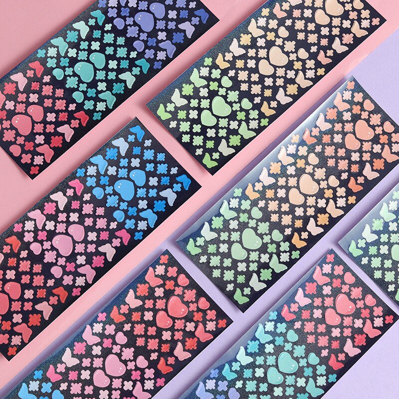 Autocollant de Scrapbook Ã  paillettes, couleur, sable fin, carte graphique de base, pour tÃ©lÃ©phone portable, corÃ©en Ins