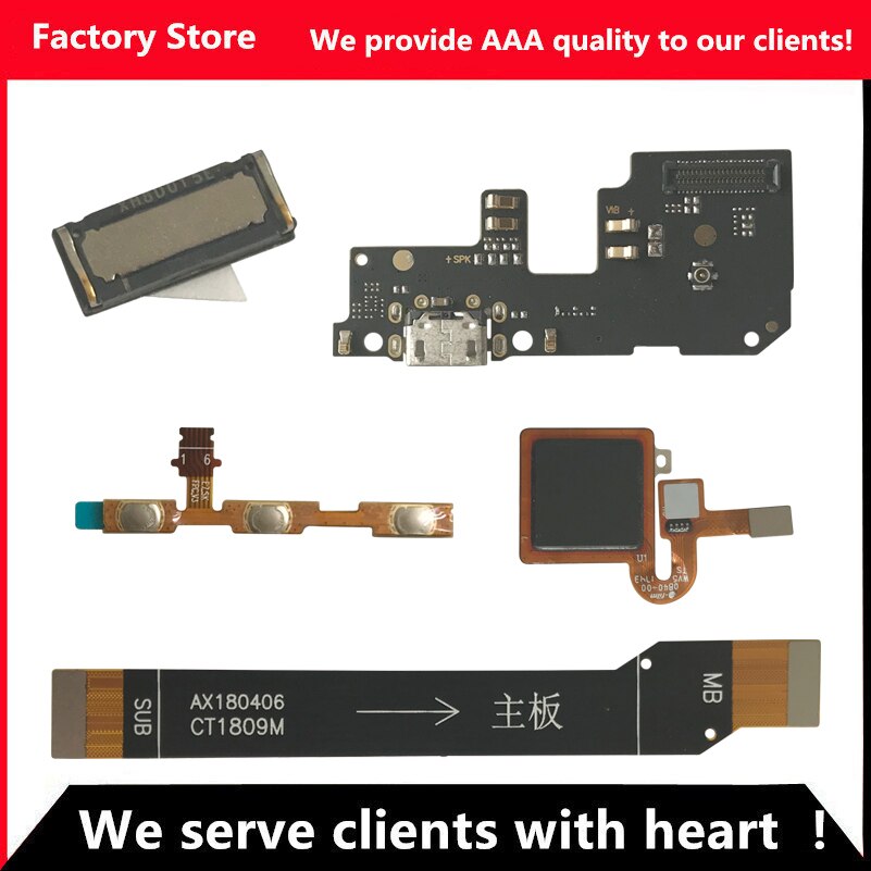 Capteur d'empreintes digitales flexible pour Redmi 5 Plus, boutons de Volume, cÃ¢ble flexible, station de charge USB