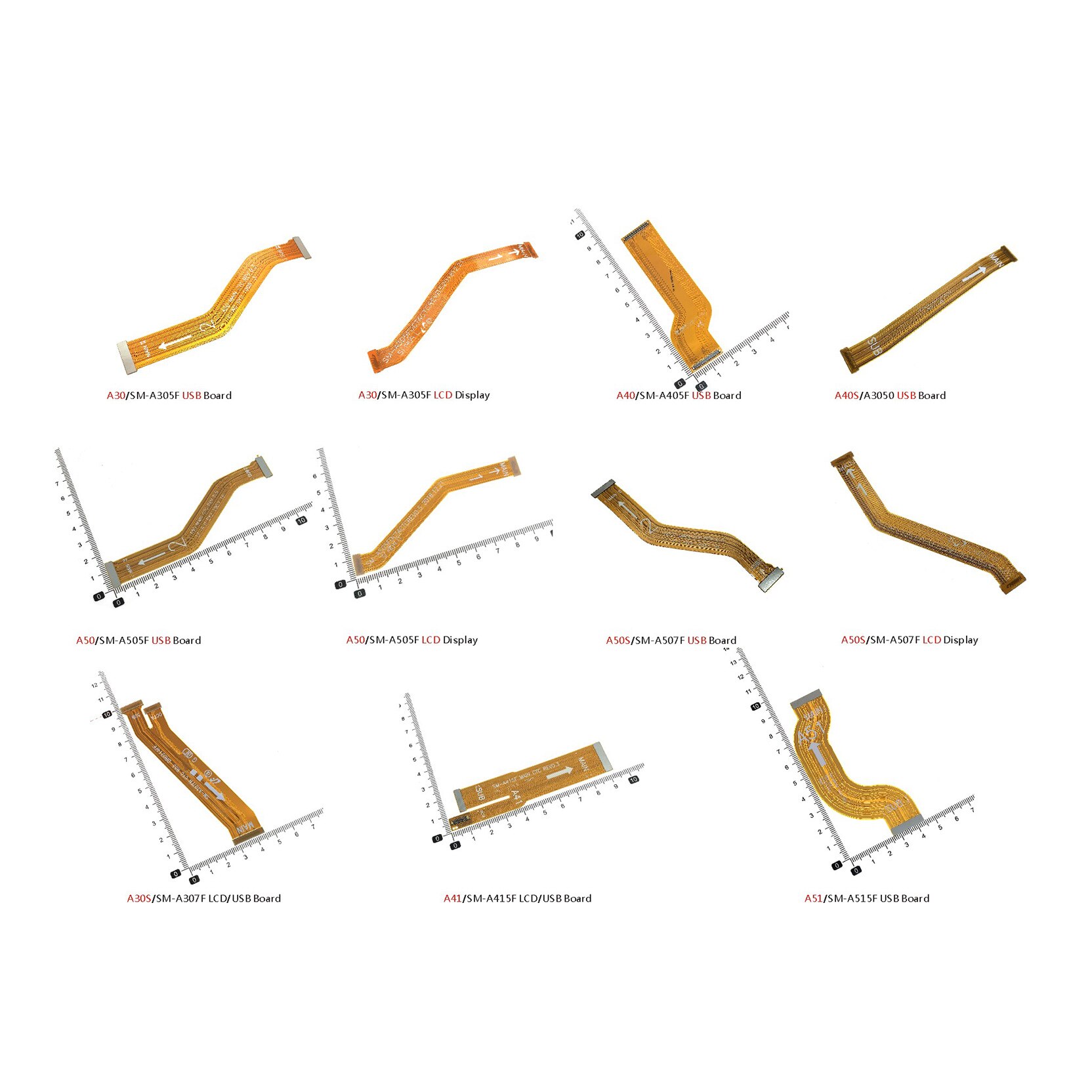Pour Samsung A30 A305F A30S A307F A40 A405F A40S A41 A415F A50 A505F A50S A51 A515F LCD carte mÃ¨re Connecteur CÃ¢ble de recharge